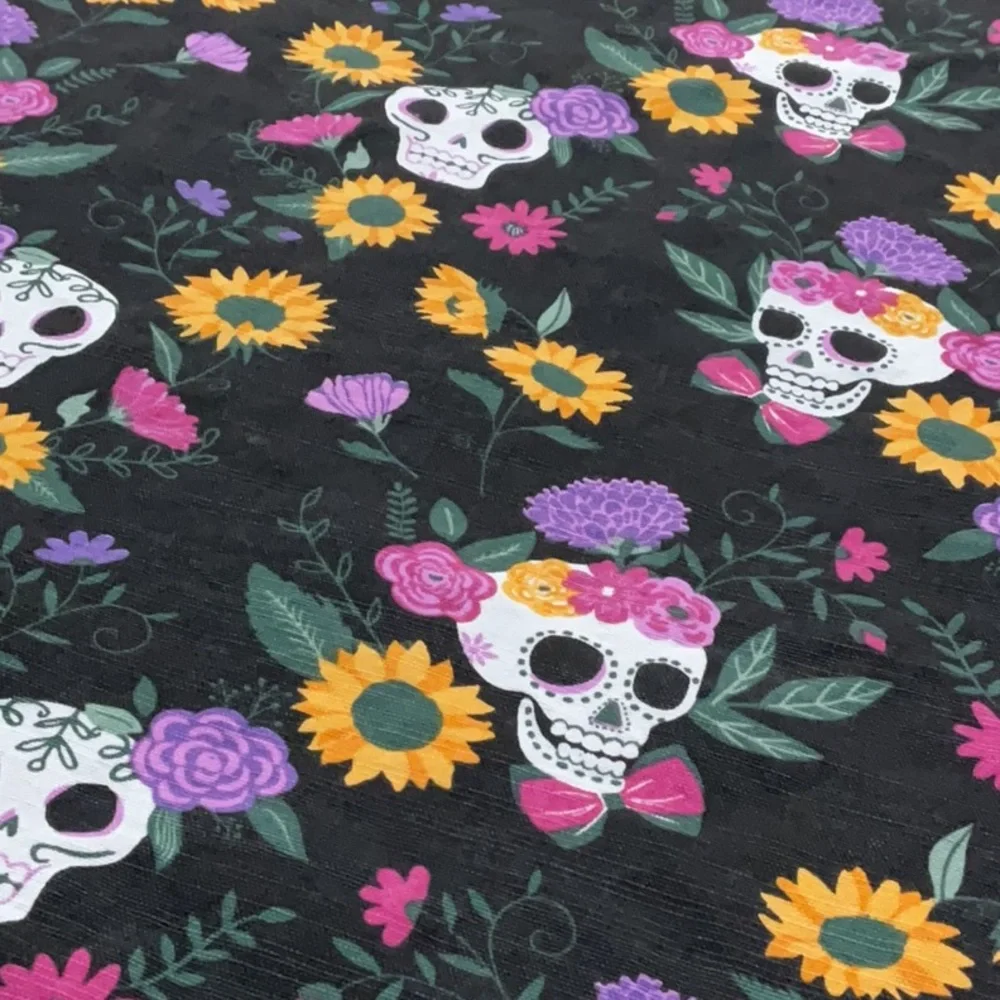 Sugar skulls Halloween tablecloth round cotton